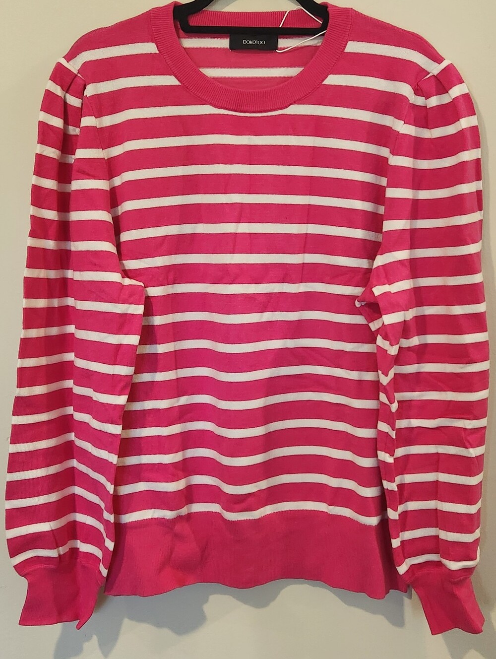 DOKOTOO Hot Pink and White Striped Knit Sweater
